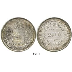 Brazil, 2000 reis, Pedro II, 1851.