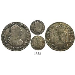 Bogota, Colombia, bust 1/2 real, Ferdinand VII (bust of Charles IV), 1812JF, mintmark as MR, rare.