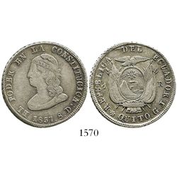 Quito, Ecuador, 4 reales, 1857GJ.