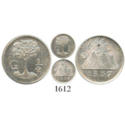 Guatemala, Central American Republic, 1/4 real, 1837, encapsulated NGC MS 67.