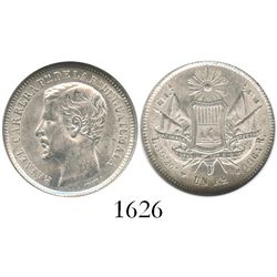 Guatemala, 1 real, 1864-R, Carrera, encapsulated NGC MS 62.