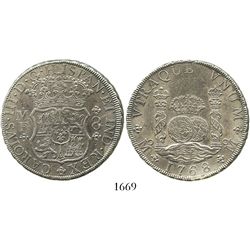 Mexico City, Mexico, pillar 8 reales, Charles III, 1768MF.