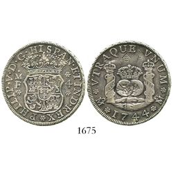 Mexico City, Mexico, pillar 4 reales, Philip V, 1744MF, with chopmarks as from circulation in the Or