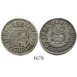 Mexico City, Mexico, pillar 2 reales, Ferdinand VI, 1749M.