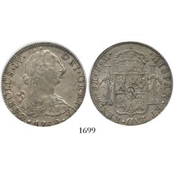 Mexico City, Mexico, bust 8 reales, Charles IV transitional (bust of Charles III, ordinal IV), 1789F