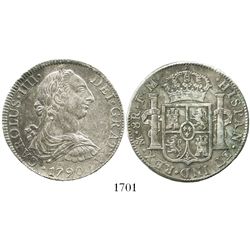 Mexico City, Mexico, bust 8 reales, Charles IV transitional (bust of Charles III, ordinal IV), 1790F