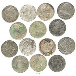 Lot of 7 Mexico City, Mexico, bust 8 reales of Charles III and Charles IV transitional, dated 1780FF