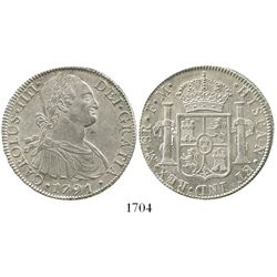 Mexico City, Mexico, bust 8 reales, Charles IV, 1791FM.