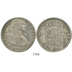 Mexico City, Mexico, bust 8 reales, Charles IV, 1793FM.