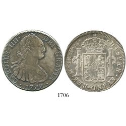 Mexico City, Mexico, bust 8 reales, Charles IV, 1799FM.
