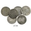 Image 1 : Lot of 6 Mexico City, Mexico, bust 1/2R, Charles III and IV, various dates (1772FM [initials facing 