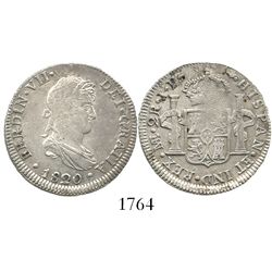 Lima, Peru, bust 2 reales, Ferdinand VII, 1820JP.