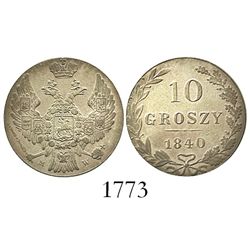 Poland, 10 groszy, 1840-MW.