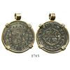 Image 1 : Seville, Spain, milled 2 reales "pistareen," Philip V, 1722J, mounted in 14K gold necklace-bezel.