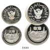 Image 1 : Lot of 2 Sudan cameo proof plain-edge piedfort 50 and 25 pounds, 1980, 1400th anniversary of Islam, 
