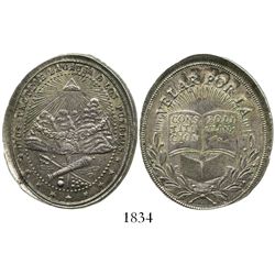 Potosi, Bolivia, oval silver medal, 1800s, pueblos, ex-Derman.