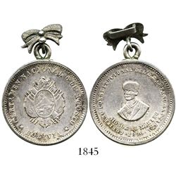 Potosi, Bolivia, 50 centavos-sized silver medal with bow-shaped hanger, 1896, Baptista, ex-Derman.