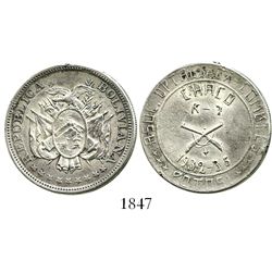 Potosi, Bolivia, 50 centavos silver medal, 1935, Chaco, ex-Derman.