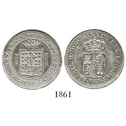 Cuba, small silver proclamation medal, Isabel II, 1834, Santiago de las Vegas.