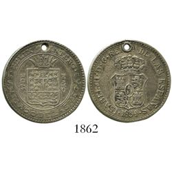 Cuba, small silver proclamation medal, Isabel II, 1834, Santiago de las Vegas.