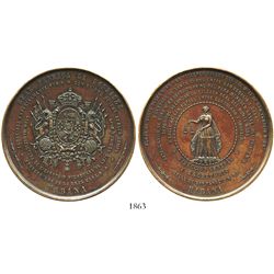 Cuba, large bronze medal, ca. 1860, Havana, royal appointment of Honradez cigarette factory of Louis