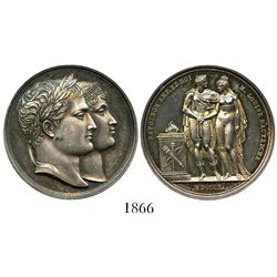 France, silver medal, Napoleon and Marie Louise of Austria, year MDCCCX (1810).