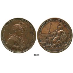 Mexico City, Mexico, bronze proclamation medal, Charles IV, 1790, university issue, ex-Bir.