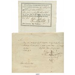 Lot of 2 Revolutionary War-era military pay documents from Connecticut: 1781 pay warrant and 1783 pa