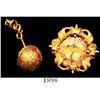 Image 1 : Lot of two small gold items: dress-mount with ornate border and circular space for gemstone, and hem
