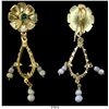 Image 1 : Ornate gold, pearl and emerald earring.