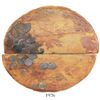 Image 1 : Wooden cask base encrusted with 6 English East India Co. copper X cash, 1808, as found, unique and d
