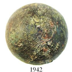 Small bronze cannonball (4-pounder), Spanish colonial (1600s-1700s), from a colonial site in the wes