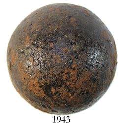 Large iron cannonball, probably 1700s.