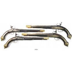 Lot of 2 Eastern European long-barreled flintlock pistols, 1700s.