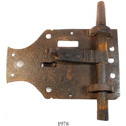 Large iron door lock, Spanish colonial (1600s-1700s), found at a colonial site in the southern Carib