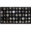 Image 1 : Collection of 50 colonial-period buttons, 1600s to 1800s, various nationalities, in glass display ca