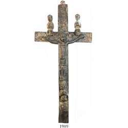 Early West African bronze crucifix, 1800s, depicting Christ as a negro, very rare, from Benin/Nigeri