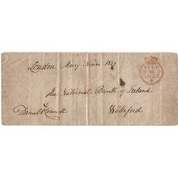 1837 (9 May) Daniel O'Connell signed envelope to National Bank of Ireland Waterford