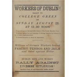 1934 (26 August) College Green Dublin anti-fascist rally notice