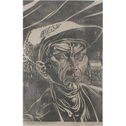 1935: Harry Kernoff woodcut 'Unemployed'