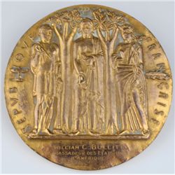 1937: Paris Exposition Internationale des Arts et Techniques medal issued to William C. Bullitt