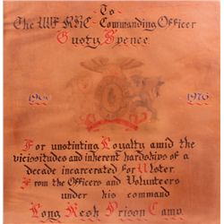 1966-76: Loyalist Long Kesh artwork presented to Gusty Spence as UVF and RHC commander