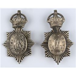 circa 1902-10: Dublin Metropolitan Police EVII cap badges