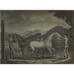 c. 1760: Early Horse Racing mezzotint of Sir Edward O'Brien's horse Miss Doe