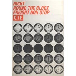 circa 1960s: CIE Railway posters including "Right Round The Clock Freight Non Stop"