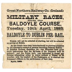 1883 (10 April) Great Northern Railways Baldoyle Military Races handbill