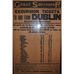 1939 (1 December) Great Southern Railways Excursion Tickets poster