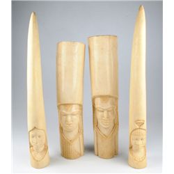 20th Century: Collection of African ivory carvings