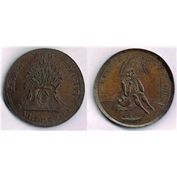 Munster. Circa 1790 century Prattents 'mule' halfpenny token. "FRENCH LIBERTY"