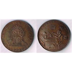 Munster. Circa 1790 Prattents 'mule' halfpenny token. "ENGLISH SLAVERY"